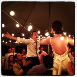 Lauren's husband's excitement of getting married...but also for receiving the Le Creuset dish they registered for!